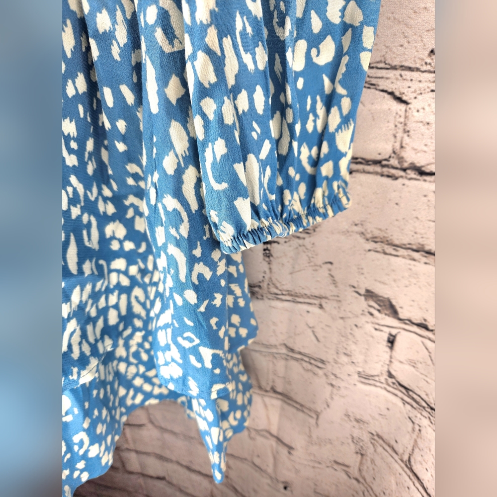 ZARA Blue and White Flowy Spring Dress‎ Size Medium - Picture 3 of 7